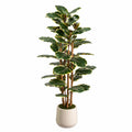 Plante artificielle 180 cm en plastique vert et crème pour intérieur décoratif