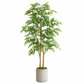 Arbre artificiel 180 cm en plastique vert avec pot rond style naturel
