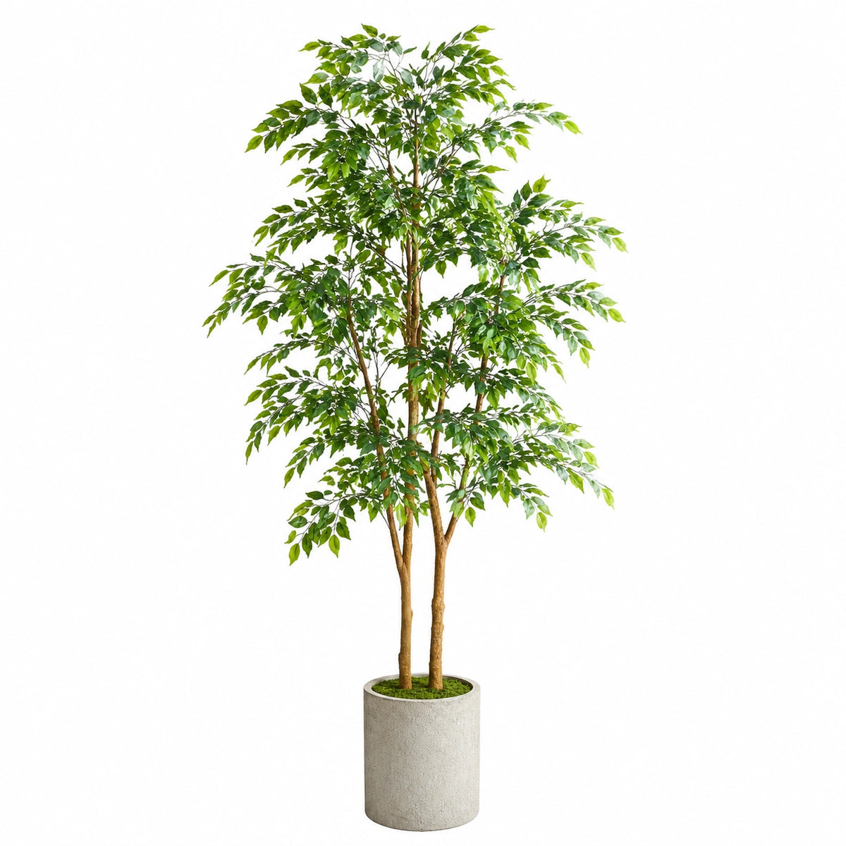 Arbre artificiel 180 cm en plastique vert avec pot rond style naturel