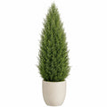Plante artificielle cyprès 150 cm vert en plastique avec pot décoratif pour intérieur