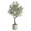 Arbre artificiel olivier 180 cm en plastique vert avec pot en ciment pour intérieur