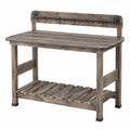 Table de jardinage 117 x 49 x 120 cm en bois brun avec étagère et crochets