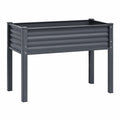Jardinière surélevée 100 x 40 x 80 cm en acier gris anthracite pour extérieur