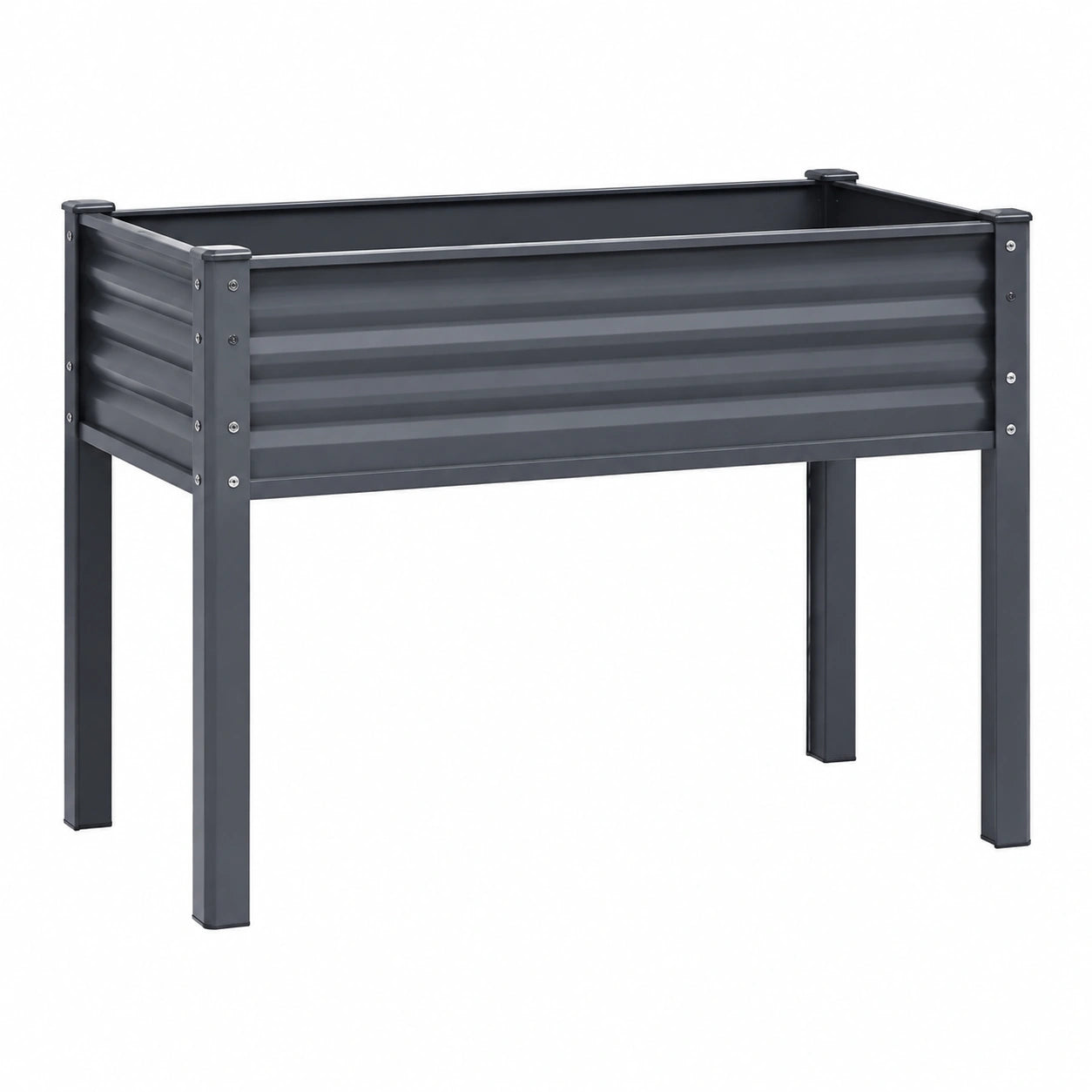 Jardinière surélevée 100 x 40 x 80 cm en acier gris anthracite pour extérieur
