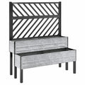 Jardinière surélevée 120 x 40 x 150 cm en acier galvanisé gris avec treillis noir pour extérieur