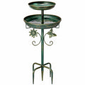 Bain d'oiseaux sur pied diamètre 50 cm métal vert style jardin décoratif