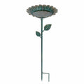 Bain d'oiseaux sur piquet 31 x 105 cm métal vert style fleur pour jardin