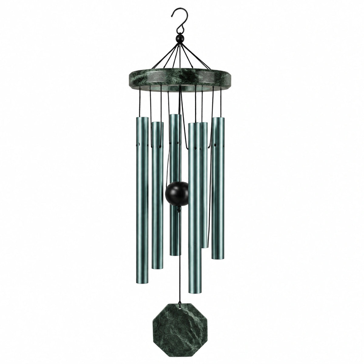 Carillon éolien 85 cm en métal vert suspendu décoratif