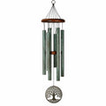 Carillon éolien 90 cm en métal vert patiné et bois - décoration suspendue sonore