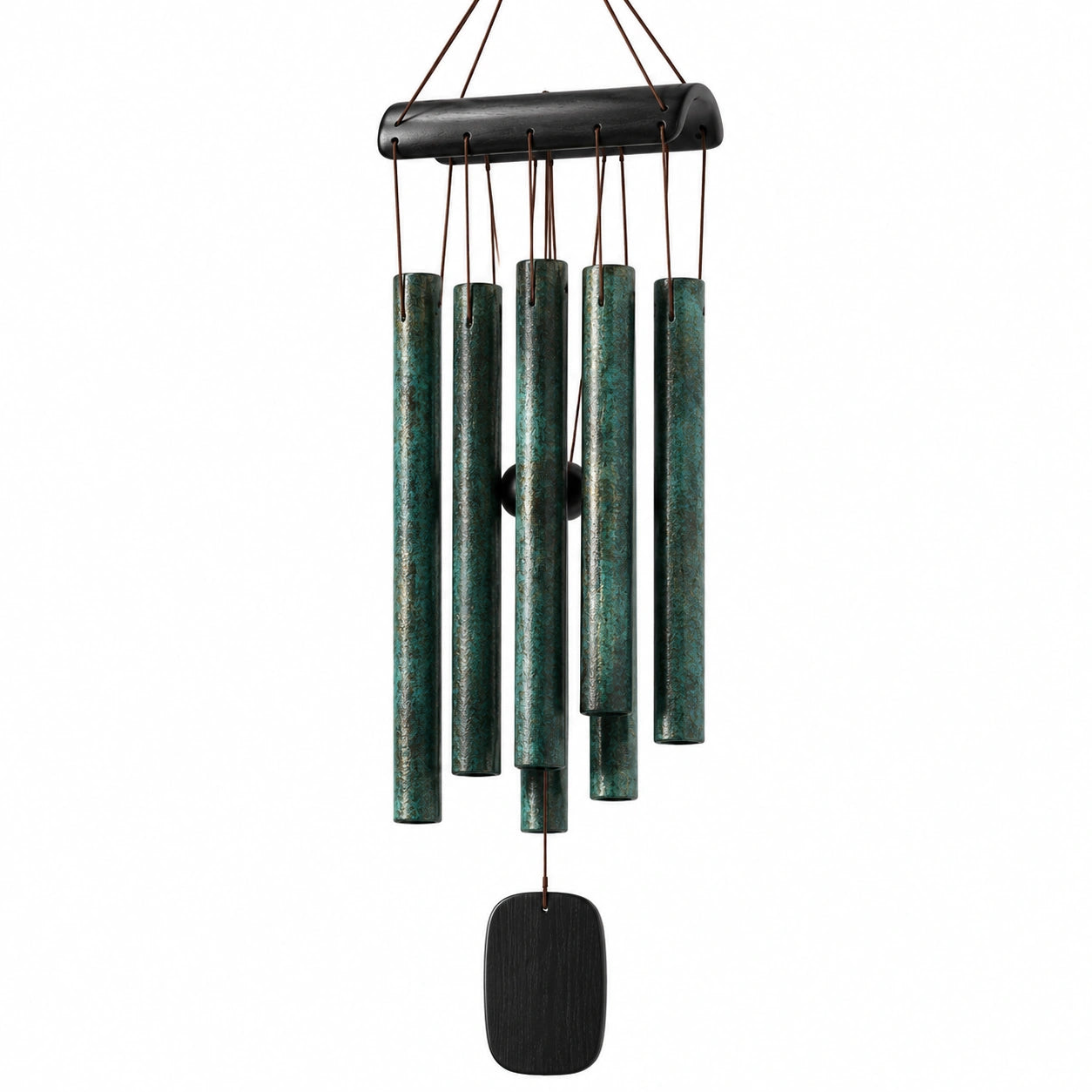 Carillon à vent 90 cm en métal vert patiné pour décoration intérieure et extérieure