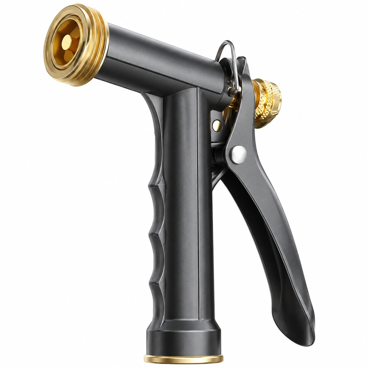 Pistolet d'arrosage 18 x 15 cm en métal noir et doré à jet réglable