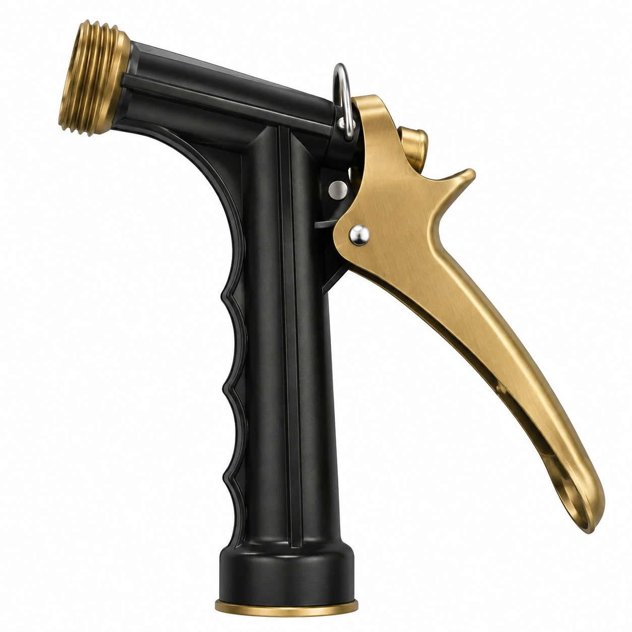 Pistolet d'arrosage 19 x 14 cm noir et doré en plastique et métal à gâchette pour jardin