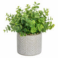Plante verte artificielle 45 cm en plastique vert avec pot en ciment décoratif