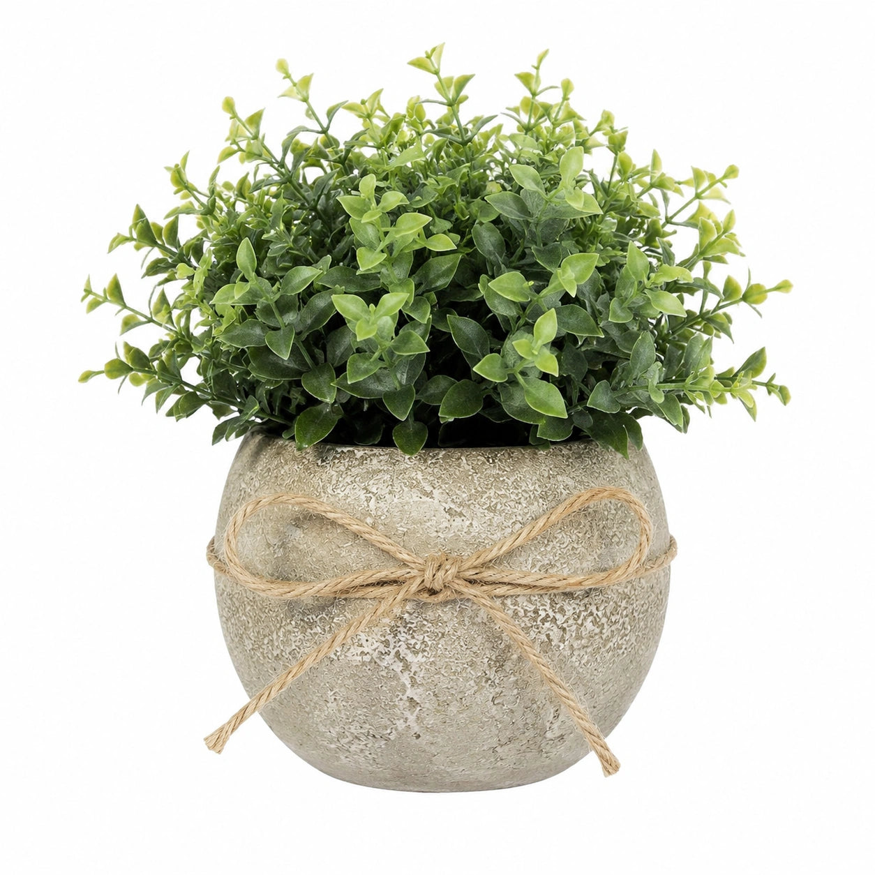 Plante artificielle en pot 28 cm feuillage vert pot en ciment style rustique